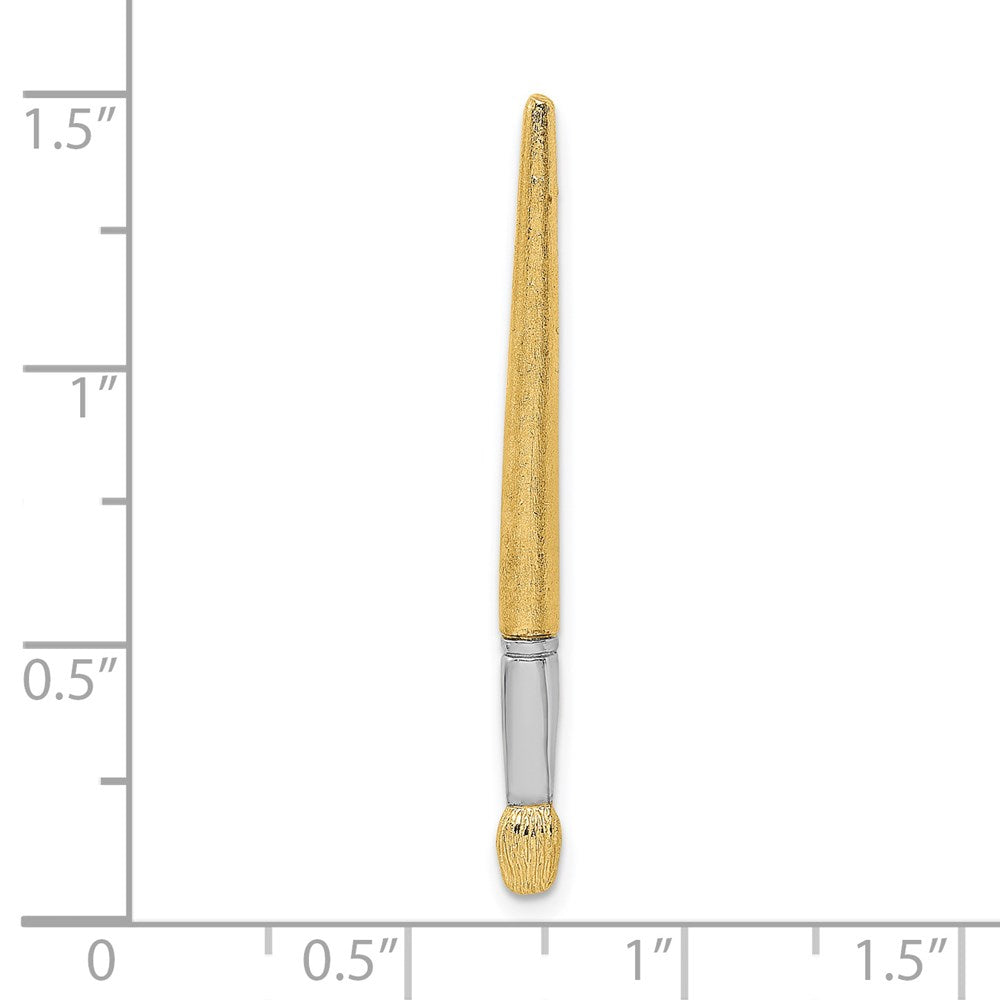 14K Gelbgold mit Rhodium 3-D Ölfarben-Pinsel-Charm