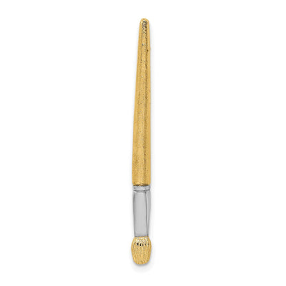 14K Gelbgold mit Rhodium 3-D Ölfarben-Pinsel-Charm