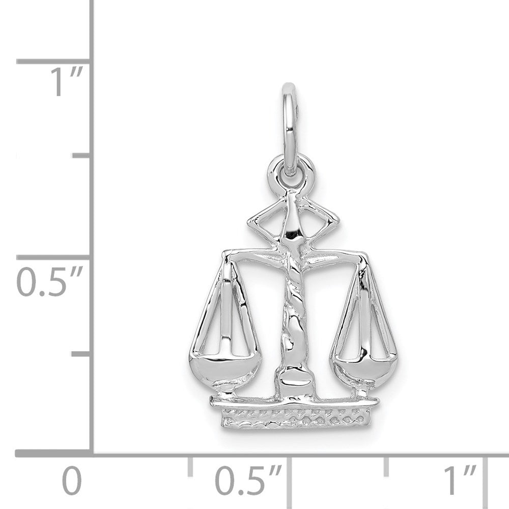 14K Weißgold Flach-backed Scales Of Justice Charm