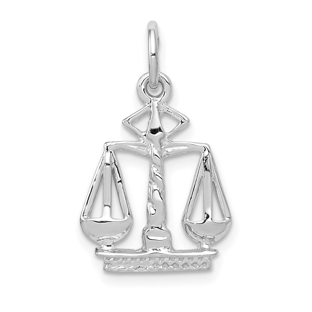 14K Weißgold Flach-backed Scales Of Justice Charm