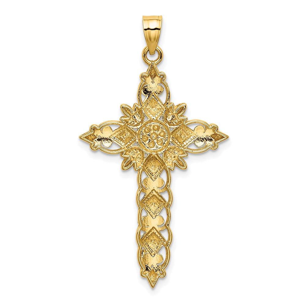 14K Gelb- und Rhodiumgold mit Rhodiumbeschichtung, diamantiertes Kreuz-Charm