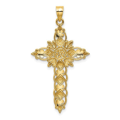14K Gelb- und Rhodiumgold mit Rhodiumbeschichtung, diamantiertes Kreuz-Charm