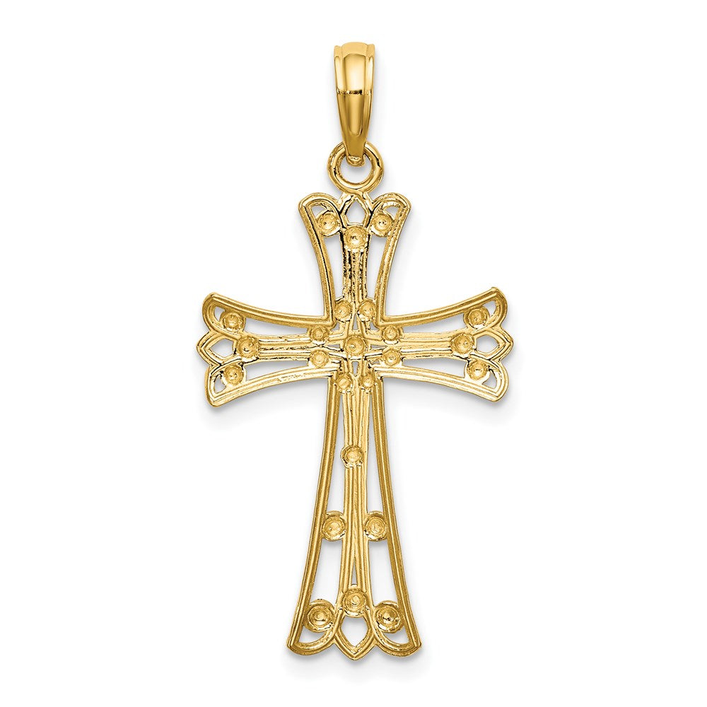 14K Gelb & Rhodium mit Rhodium Diamantiert Kreuz Charm