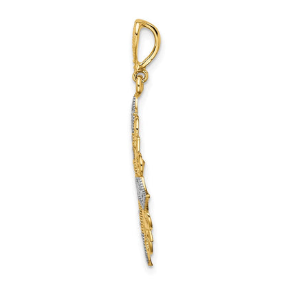 14 Karat Gelb- und Rhodiumgold mit Rhodium ausgeschnittenem Kreuz-Medaillon-Charm