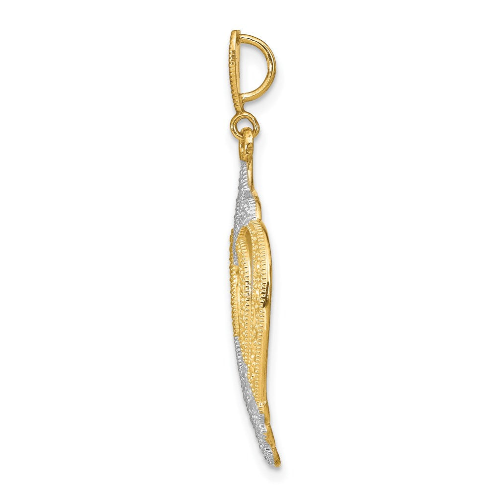 14K Gelbgold mit Rhodium und Rhodium-Cut-Out-Herz-Charm