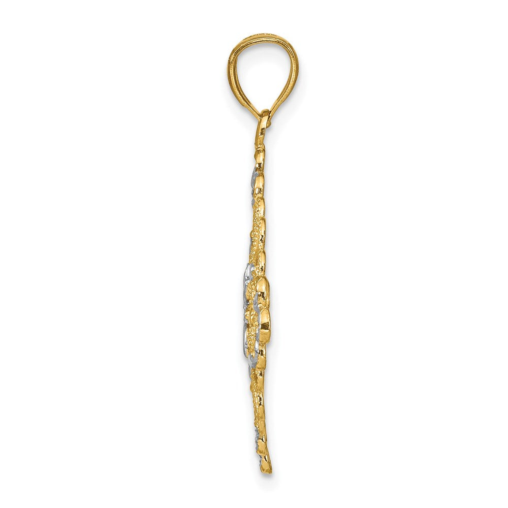 14K Gelb- und Rhodiumgold mit Rhodium diamantierter Filigran-Medaillon-Charm