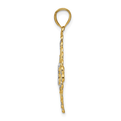 14K Gelb- und Rhodiumgold mit Rhodium diamantierter Filigran-Medaillon-Charm