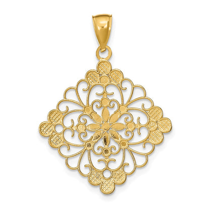 14K Gelb- und Rhodiumgold mit Rhodium diamantierter Filigran-Medaillon-Charm