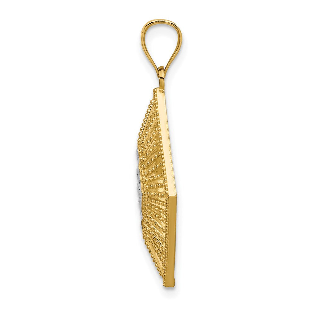 14K Gelbgold mit Rhodium, diamantiert, Anhänger in Diamantform