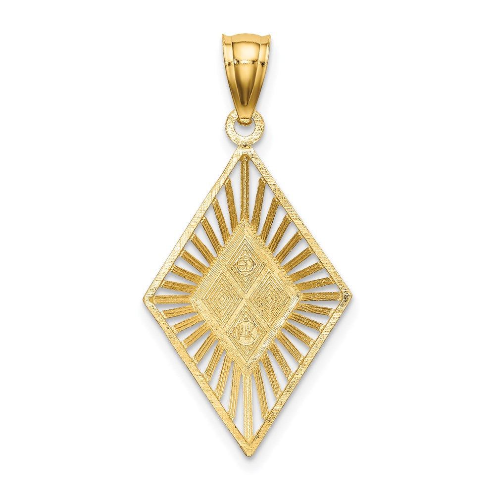 14K Gelbgold mit Rhodium, diamantiert, Anhänger in Diamantform