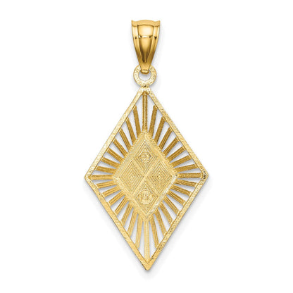 14K Gelbgold mit Rhodium, diamantiert, Anhänger in Diamantform