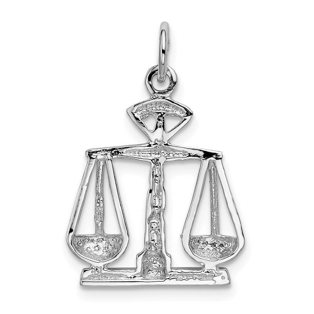 14K Weißgold Polierter Waage-der-Gerechtigkeit-Charm