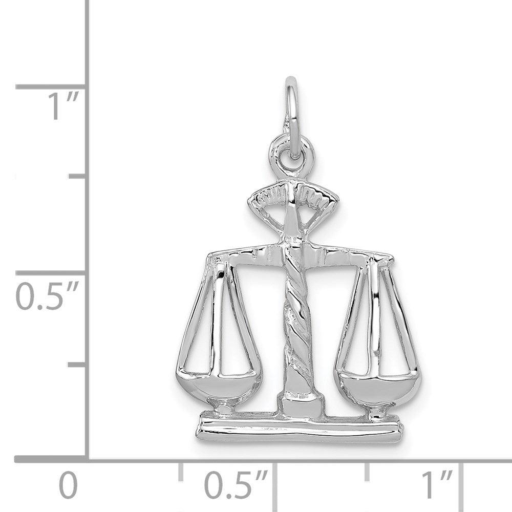 14K Weißgold Polierter Waage-der-Gerechtigkeit-Charm