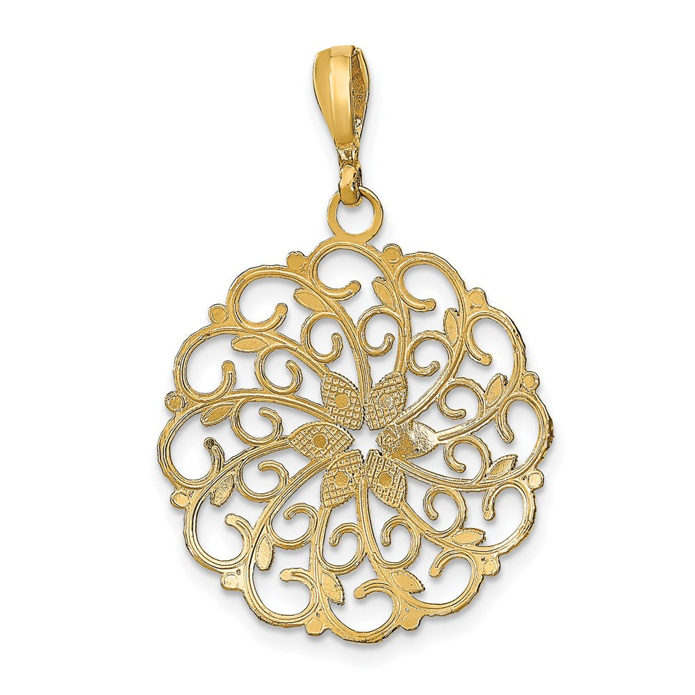 14K Gelb- & Rhodiumgold mit Rhodium-Diamantschliff gewelltem Wellen-Charm