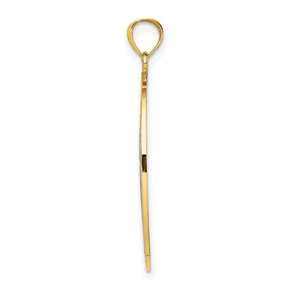 14K Gelb- und Rhodiumgold Kreuz- und Rosen-Charm mit Rhodium und Gelassenheitsgebet auf der Rückseite