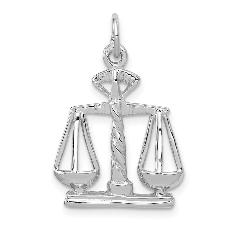 14K Weißgold Polierter Waage-der-Gerechtigkeit-Charm