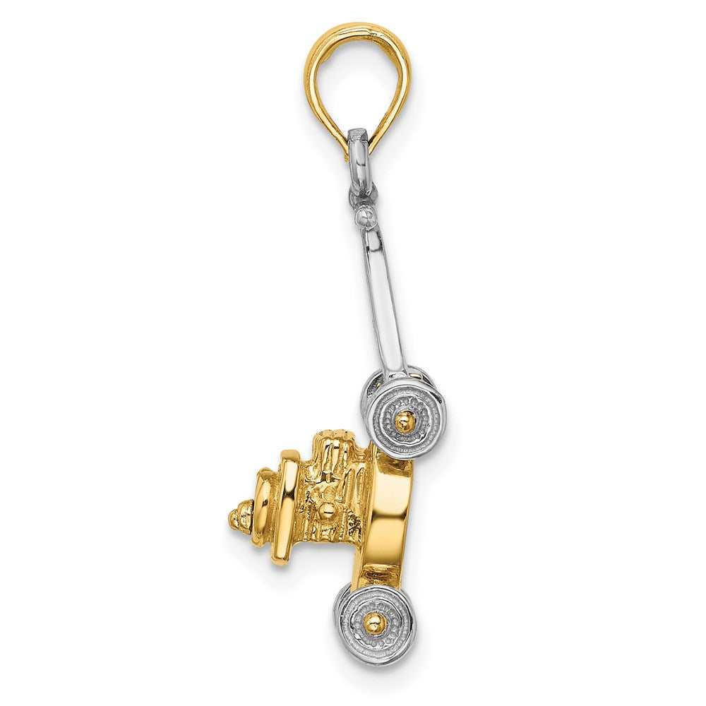 14K Bicolor-Gold 3-D-Rasenmäher-Charm