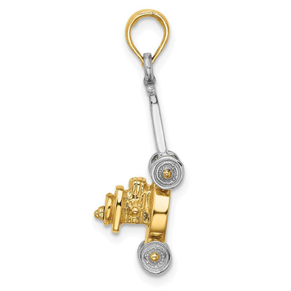 14K Bicolor-Gold 3-D-Rasenmäher-Charm