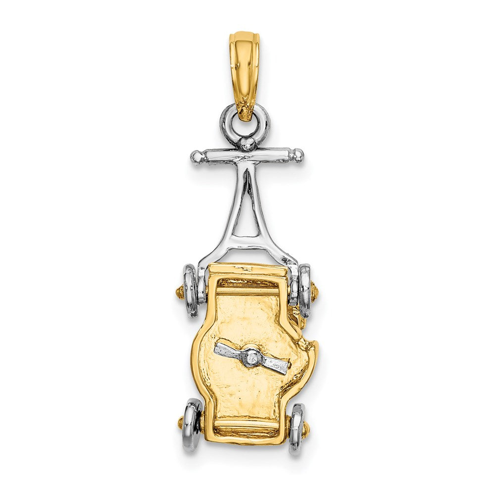 14K Bicolor-Gold 3-D-Rasenmäher-Charm