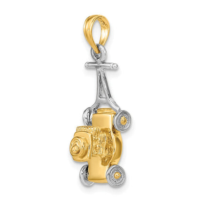 14K Bicolor-Gold 3-D-Rasenmäher-Charm