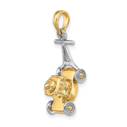 14K Bicolor-Gold 3-D-Rasenmäher-Charm