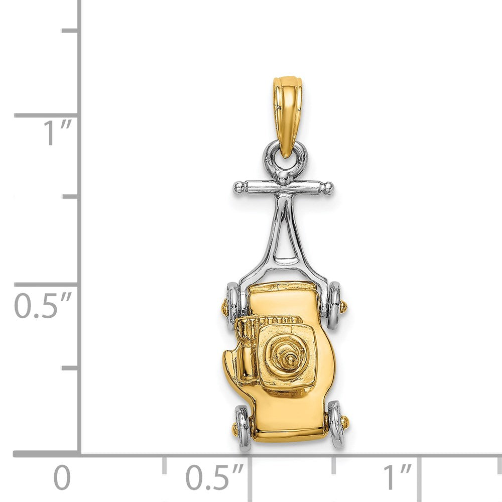 14K Bicolor-Gold 3-D-Rasenmäher-Charm
