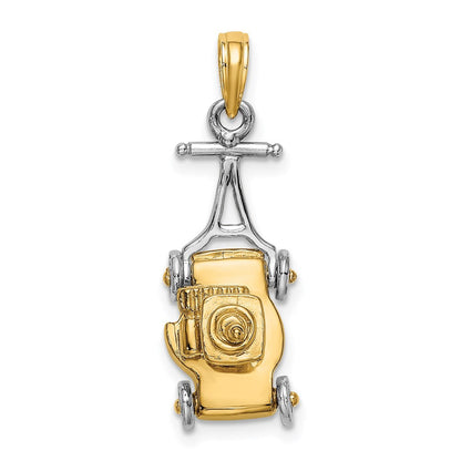 14K Bicolor-Gold 3-D-Rasenmäher-Charm