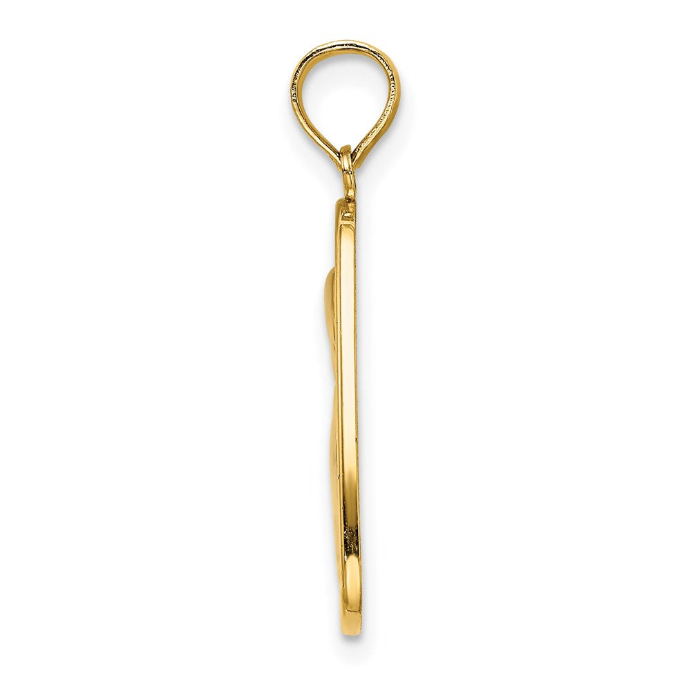 14K Gelb & Rhodium Gold mit Rhodium Engel Betend mit Heiligenschein auf Dreieck Plättchen
