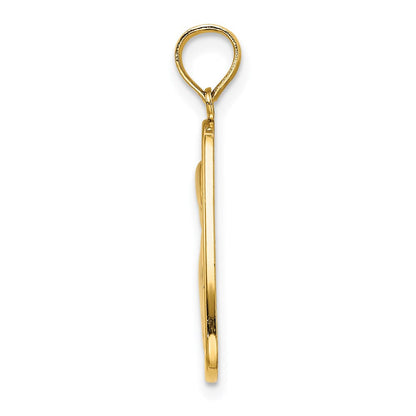 14K Gelb & Rhodium Gold mit Rhodium Engel Betend mit Heiligenschein auf Dreieck Plättchen