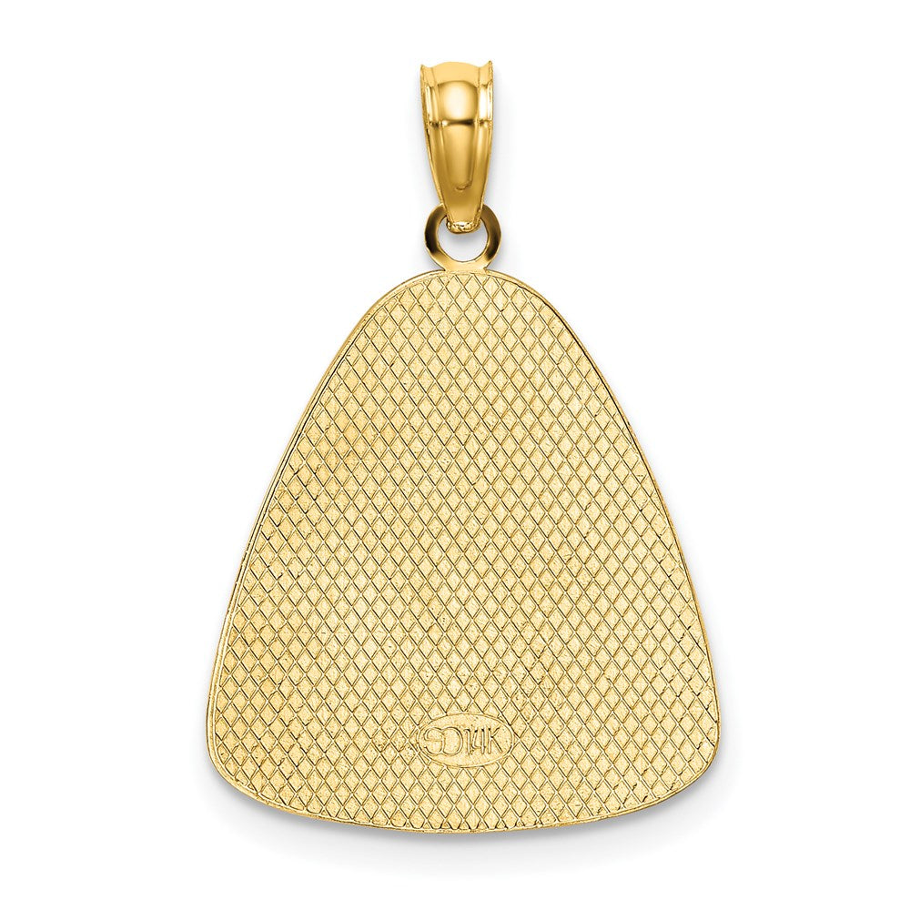14K Gelb & Rhodium Gold mit Rhodium Engel Betend mit Heiligenschein auf Dreieck Plättchen