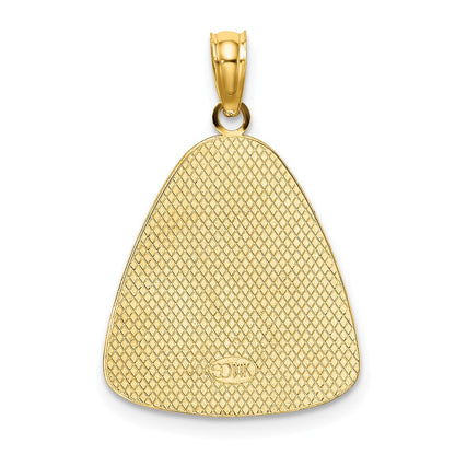 14K Gelb & Rhodium Gold mit Rhodium Engel Betend mit Heiligenschein auf Dreieck Plättchen