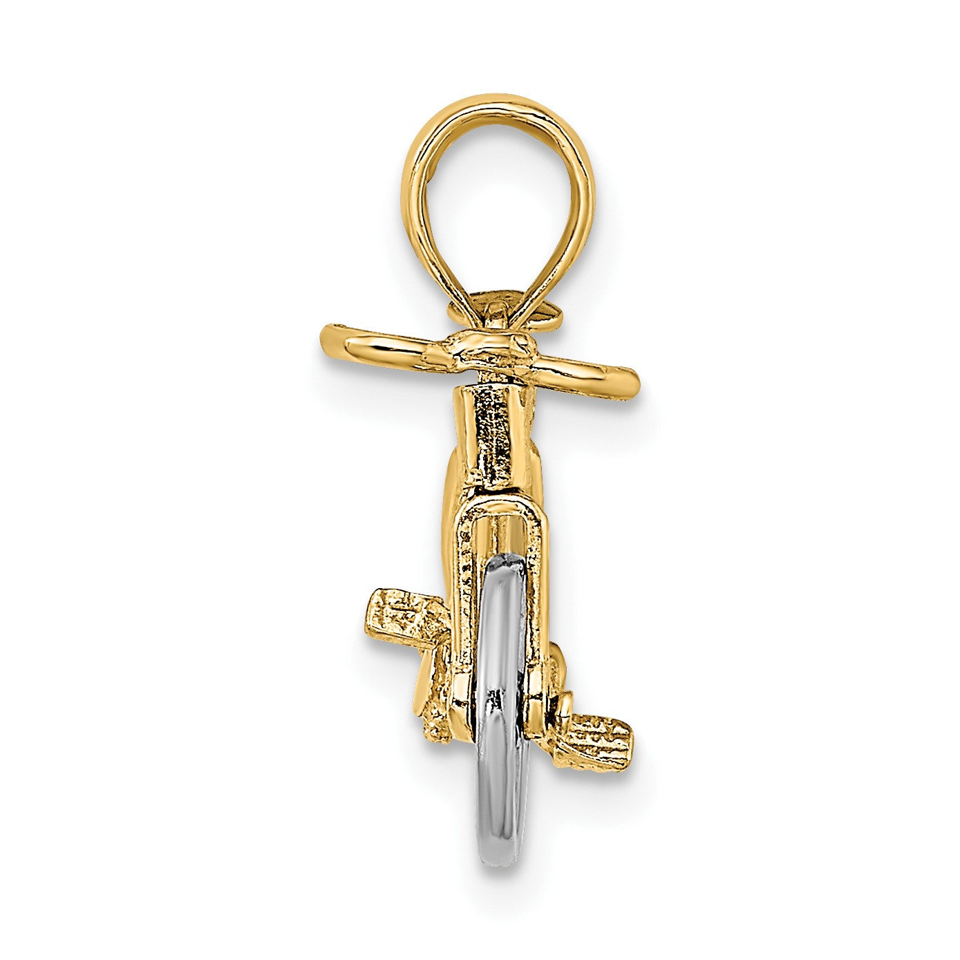 14K Bicolor Gold Charm „3-D Fahrrad" mit beweglichen Reifen