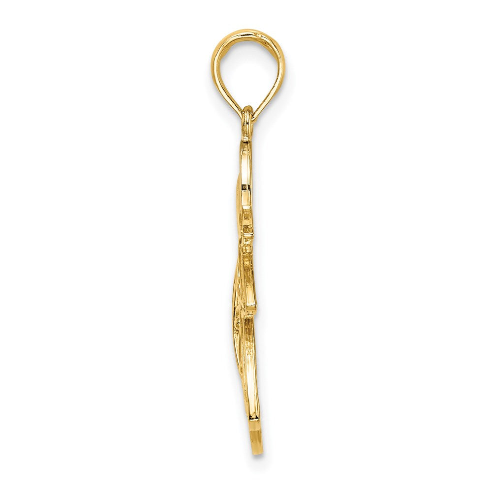 14K Gelb & Rhodium mit Flying Engel Charm