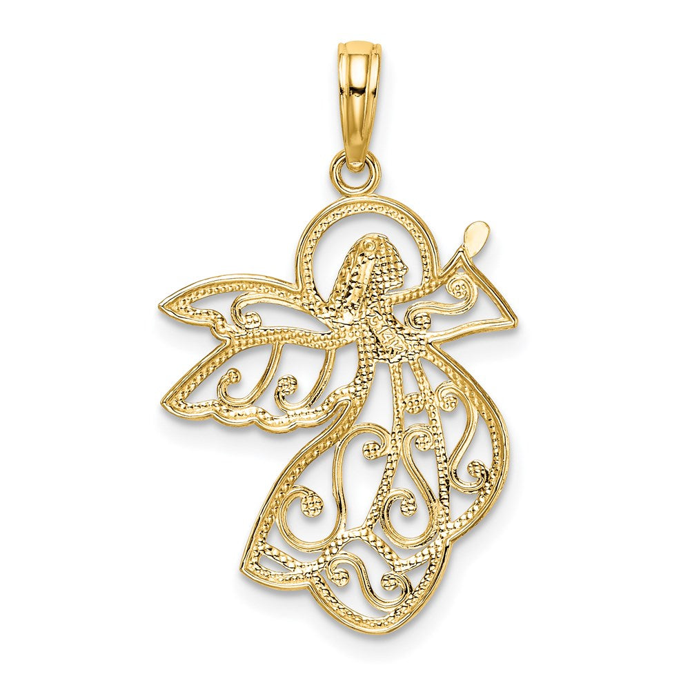 14K Gelb & Rhodium mit Flying Engel Charm