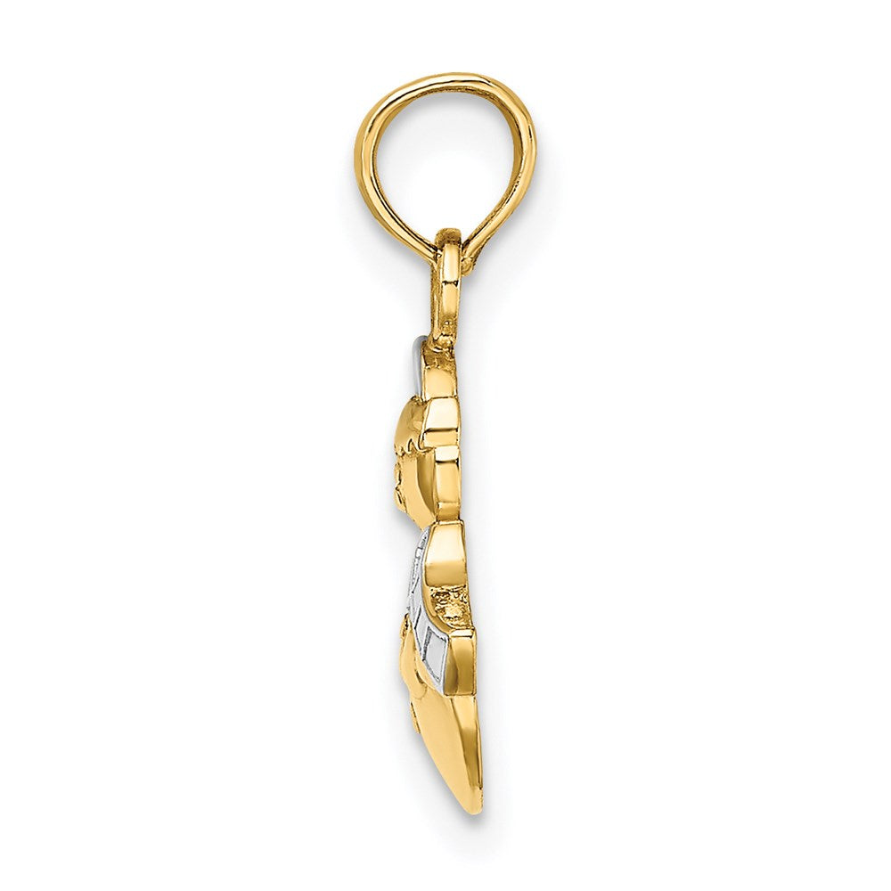 14K Gelb & Rhodium mit Rhodium Snowman Charm