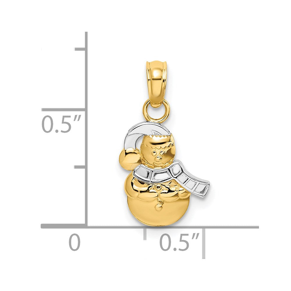 14K Gelb & Rhodium mit Rhodium Snowman Charm