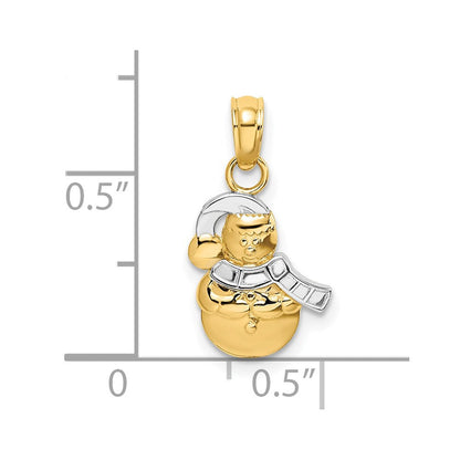 14K Gelb & Rhodium mit Rhodium Snowman Charm