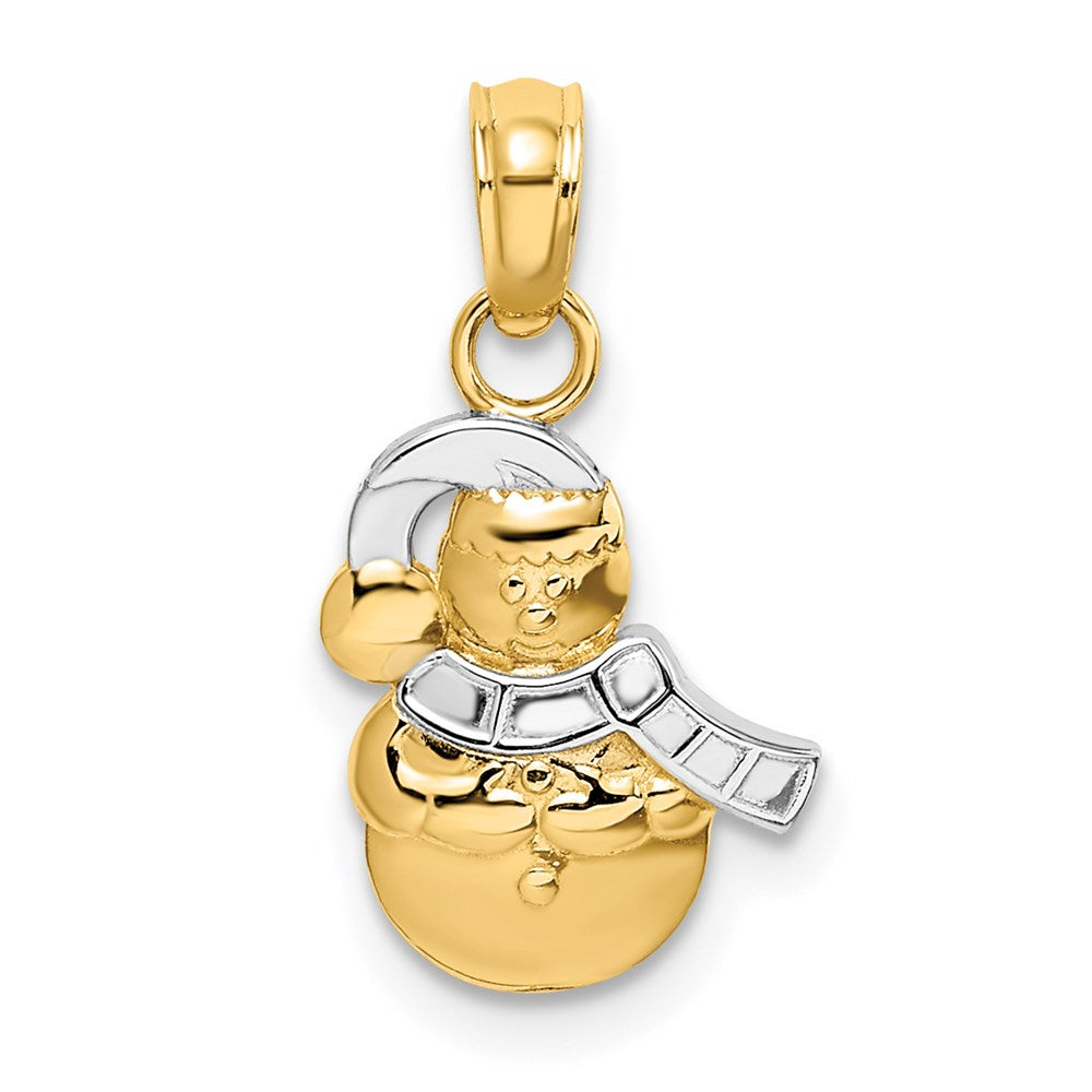 14K Gelb & Rhodium mit Rhodium Snowman Charm