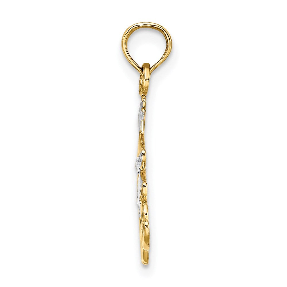 14K Gelb & Rhodium mit Liebe Weihnachten Baum Charm