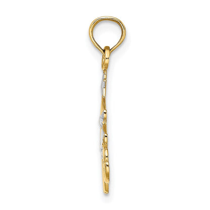 14K Gelb & Rhodium mit Liebe Weihnachten Baum Charm