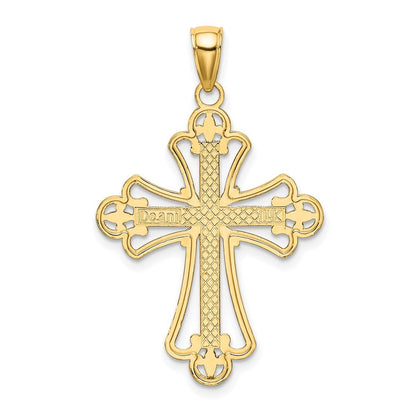 14K Gelb- und Rhodiumgold Charm mit rhodiniertem, strukturiertem Blockkreuz