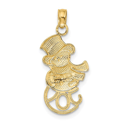 14K Gelb & Rhodium und Snowman mit Freude Anhänger