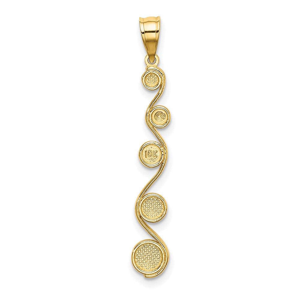 14K Gelb & Rhodium mit Rhodium Diamantiert Diagonal Wirbel Charm