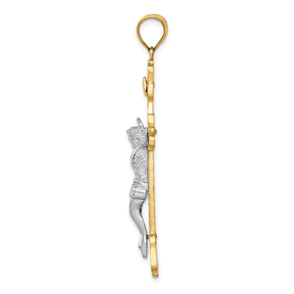14K Bicolor-Gold INRI-Kruzifix-Anhänger