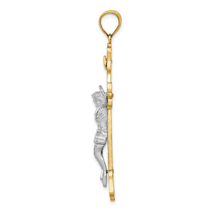 14K Bicolor-Gold INRI-Kruzifix-Anhänger