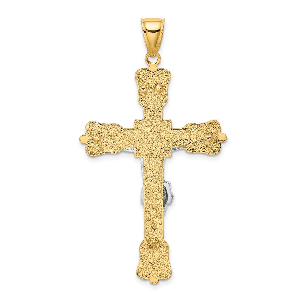 14K Bicolor-Gold INRI-Kruzifix-Anhänger