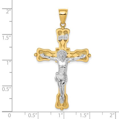 14K Bicolor-Gold INRI-Kruzifix-Anhänger