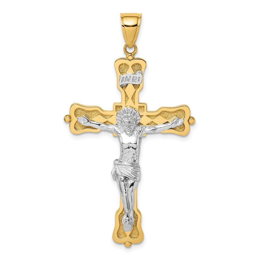 14K Bicolor-Gold INRI-Kruzifix-Anhänger