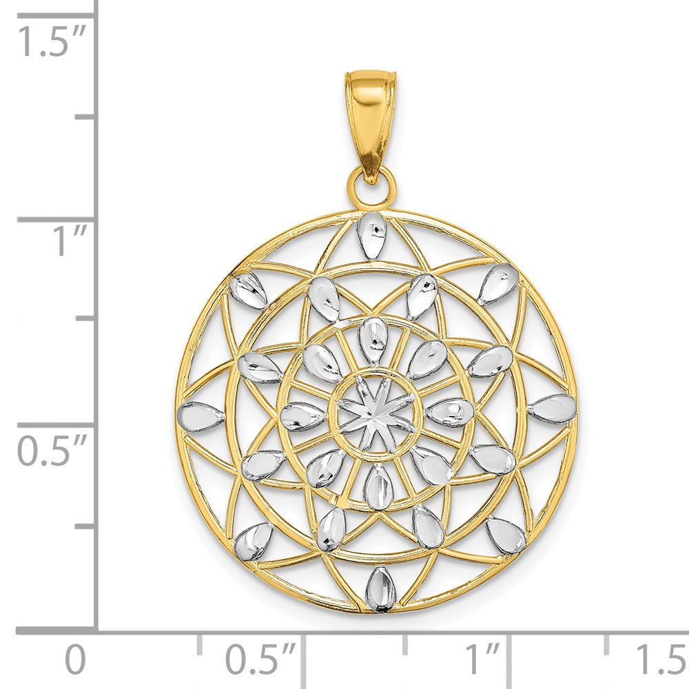14 Karat Gelbgold & Rhodium mit Weißrhodium, ausgeschnittener Charm mit Diamantschliff
