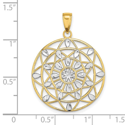 14 Karat Gelbgold & Rhodium mit Weißrhodium, ausgeschnittener Charm mit Diamantschliff